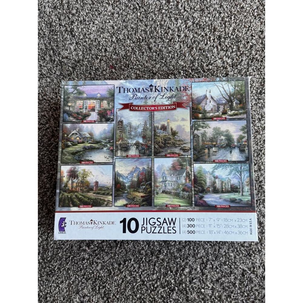 Rare Thomas Kinkade Painter of Light Collector’s Edition 10 Jigsaw Puzzle Set